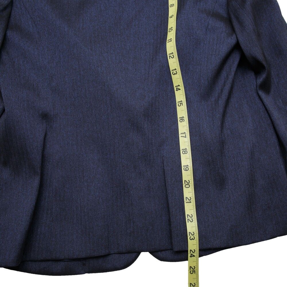 Anne Klein Size 10 Navy Blue Herringbone Twill One Button Blazer Notch Collar - Picture 10 of 12